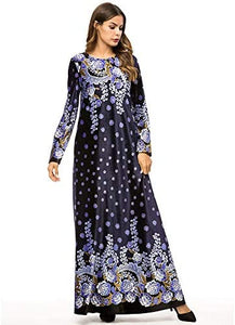 MedeShe Women's Loose Crewneck Gold Ethnic Print Casual Dress - Zainab's Closet