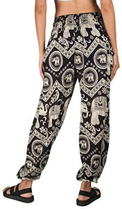 Joob Joob Women's Comfy Bohemian Tapered Elephant Loose Yoga Travel Pajama Lounge Pants - Zainab's Closet