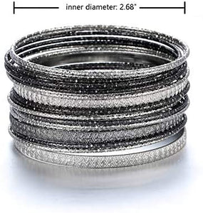 Ensoul Multiple Textured Metal Bracelets & Bangles Set for Girls 18Pcs/Set