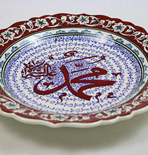 Load image into Gallery viewer, Modefa Handmade Ceramic Islamic Turkish Table Wall Decor Decorative Art Plate (Blue, Muhammad)
