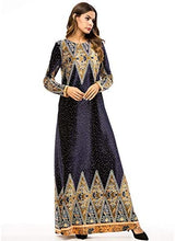 Load image into Gallery viewer, MedeShe Women&#39;s Loose Crewneck Gold Ethnic Print Casual Dress - Zainab&#39;s Closet