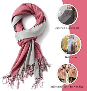 FORTREE Large Soft 2 Tone Cashmere Feel Lightweight Shawls Wrap Scarf - Zainab's Closet