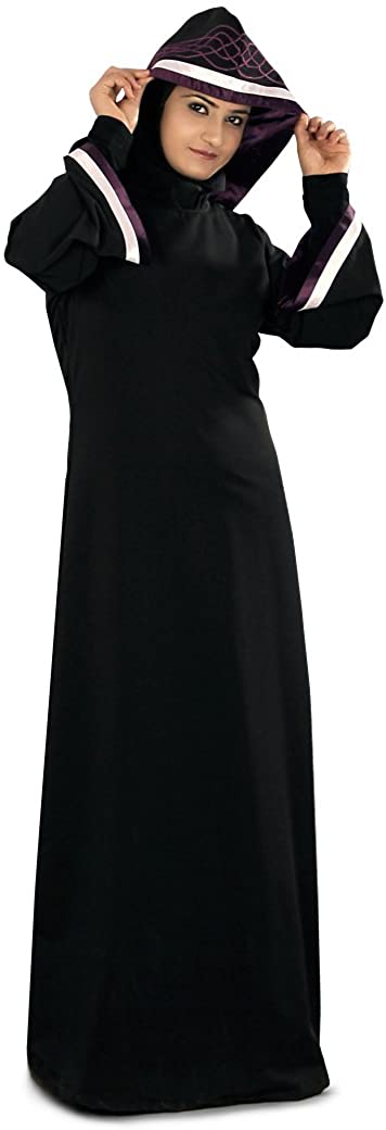 MyBatua Women's Moroccan Style Hooded Rusda Abaya in Black - Zainab's Closet