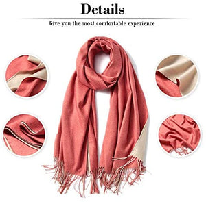 FORTREE Large Soft 2 Tone Cashmere Feel Lightweight Shawls Wrap Scarf - Zainab's Closet