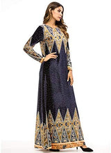 Load image into Gallery viewer, MedeShe Women&#39;s Loose Crewneck Gold Ethnic Print Casual Dress - Zainab&#39;s Closet