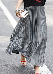 CHARTOU Women's Premium Metallic Shimmer Accordion Pleated Long Maxi Skirt