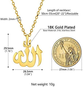 PROSTEEL Stainless Steel Allah Necklace, Muslim Islamic Jewelry,Crescent Moon,Eid Gift,Arabic Necklace,Gold/Silver Tone, Come Gift Box