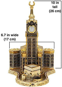Modefa Islamic Turkish Table Decor Showpiece Gift Sculpture Figure Arabic 99 Names of Allah Kaba Clock Tower Replica Gold