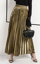 Load image into Gallery viewer, CHARTOU Women&#39;s Premium Metallic Shimmer Accordion Pleated Long Maxi Skirt