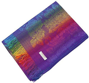 Multicolor Floral Womens Jacquard Cotton Pashmina Wrap Shawl Tassel Scarf - Zainab's Closet