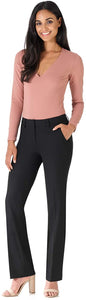 Rekucci Women's Smart Stretch Desk to Dinner Straight Leg Pant w/Zipper Closure - Zainab's Closet