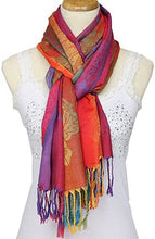 Load image into Gallery viewer, Multicolor Floral Womens Jacquard Cotton Pashmina Wrap Shawl Tassel Scarf - Zainab&#39;s Closet