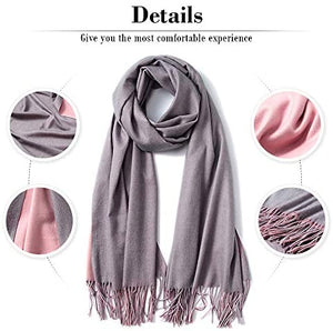 FORTREE Large Soft 2 Tone Cashmere Feel Lightweight Shawls Wrap Scarf - Zainab's Closet