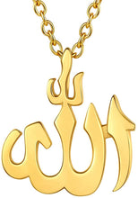 Load image into Gallery viewer, PROSTEEL Stainless Steel Allah Necklace, Muslim Islamic Jewelry,Crescent Moon,Eid Gift,Arabic Necklace,Gold/Silver Tone, Come Gift Box