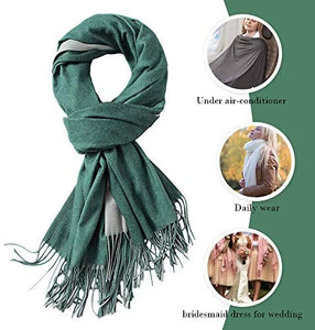 FORTREE Large Soft 2 Tone Cashmere Feel Lightweight Shawls Wrap Scarf - Zainab's Closet