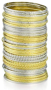 Ensoul Childrens' Flower Mixed Metal Aztec Multi Bangle Set of 50