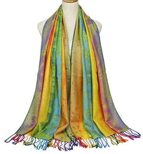 Load image into Gallery viewer, Multicolor Floral Womens Jacquard Cotton Pashmina Wrap Shawl Tassel Scarf - Zainab&#39;s Closet