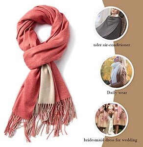 FORTREE Large Soft 2 Tone Cashmere Feel Lightweight Shawls Wrap Scarf - Zainab's Closet