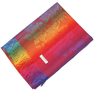 Multicolor Floral Womens Jacquard Cotton Pashmina Wrap Shawl Tassel Scarf - Zainab's Closet