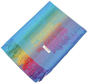 Multicolor Floral Womens Jacquard Cotton Pashmina Wrap Shawl Tassel Scarf - Zainab's Closet