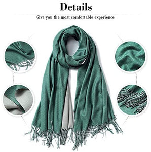 FORTREE Large Soft 2 Tone Cashmere Feel Lightweight Shawls Wrap Scarf - Zainab's Closet