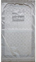 Load image into Gallery viewer, Gift Box Prayer Mat - Luxury Islamic Prayer Rug White Shimmery Kaba (Silver)