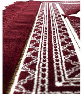 Muslim Prayer Rug - Islamic Plush Velvet Turkish Carpet Janamaz Sajadah Free Prayer Cap Elegant Swirl (Blue)