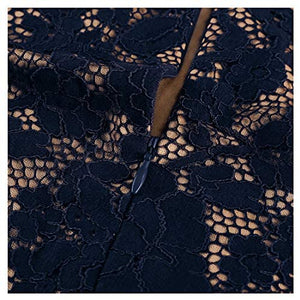 MISSMAY Women's Vintage Full Lace Contrast Bell Sleeve Formal Long Dress - Zainab's Closet