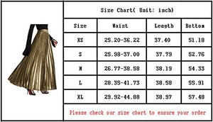 CHARTOU Women's Premium Metallic Shimmer Accordion Pleated Long Maxi Skirt