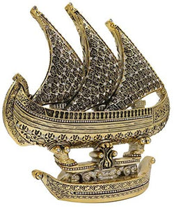 Modefa Islamic Turkish Table Decor Showpiece Gift Sculpture Figure Arabic 99 Names of Allah Sailboat (Silver)