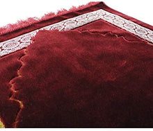 Load image into Gallery viewer, Modefa Lux Plush Regal Velvet Islamic Prayer Rug Muslim Turkish Carpet with Free Prayer Cap (Red)