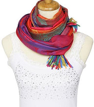 Load image into Gallery viewer, Multicolor Floral Womens Jacquard Cotton Pashmina Wrap Shawl Tassel Scarf - Zainab&#39;s Closet