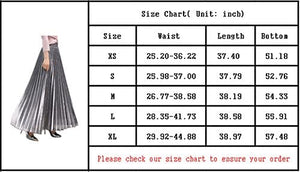 CHARTOU Women's Premium Metallic Shimmer Accordion Pleated Long Maxi Skirt