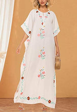 Load image into Gallery viewer, Flygo Women&#39;s Batwing Plaid Floral Printed Short Sleeve Oversized Maxi Dress