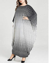 Load image into Gallery viewer, Flygo Women&#39;s Batwing Plaid Floral Printed Short Sleeve Oversized Maxi Dress