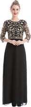 Load image into Gallery viewer, MANER Chiffon Beaded Sequin 3/4 Sleeve Long Gown - Zainab&#39;s Closet