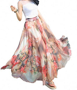 Afibi Womens Full/Ankle Length Blending Maxi Chiffon Long Skirt - Zainab's Closet