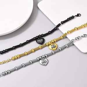 PROSTEEL Childrens' Allah Bracelet, Islamic Jewelry Stainless Steel Beaded Chain Bracelet, fits Wrist from 5.9'' to 7.9''