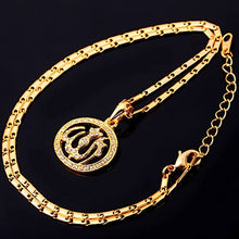 Load image into Gallery viewer, U7 Unisex Platinum / 18K Gold Plated Allah Pendant with 22 inch Link Chain Necklace