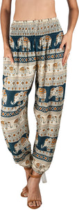 Joob Joob Women's Comfy Bohemian Tapered Elephant Loose Yoga Travel Pajama Lounge Pants - Zainab's Closet