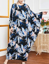 Load image into Gallery viewer, Flygo Women&#39;s Batwing Plaid Floral Printed Short Sleeve Oversized Maxi Dress