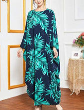 Load image into Gallery viewer, Flygo Women&#39;s Batwing Plaid Floral Printed Short Sleeve Oversized Maxi Dress