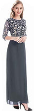 Load image into Gallery viewer, MANER Chiffon Beaded Sequin 3/4 Sleeve Long Gown - Zainab&#39;s Closet