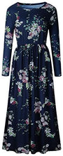 Load image into Gallery viewer, ZESICA Women&#39;s Floral Print Long Sleeve Pockets Empire Waist Pleated Long Maxi Dress