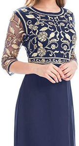 MANER Chiffon Beaded Sequin 3/4 Sleeve Long Gown - Zainab's Closet
