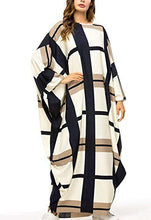 Load image into Gallery viewer, Flygo Women&#39;s Batwing Plaid Floral Printed Short Sleeve Oversized Maxi Dress