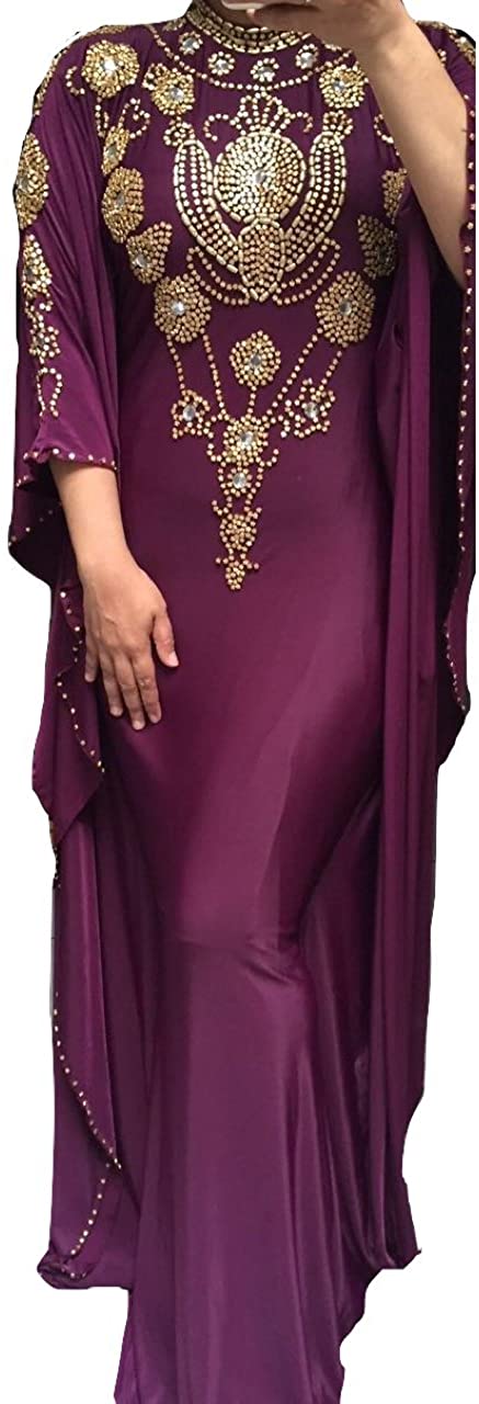 Glambition Kaftan Couture Ivanna Fitted Batwing Hand-Beaded Kaftan Abaya Dubai, Morrocan, African Style - Zainab's Closet