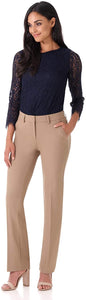 Rekucci Women's Smart Stretch Desk to Dinner Straight Leg Pant w/Zipper Closure - Zainab's Closet