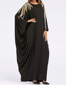 Sinnu Women's Black Dubai Batwing Sleeve One Size Abaya - Zainab's Closet