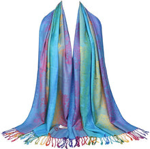 Load image into Gallery viewer, Multicolor Floral Womens Jacquard Cotton Pashmina Wrap Shawl Tassel Scarf - Zainab&#39;s Closet